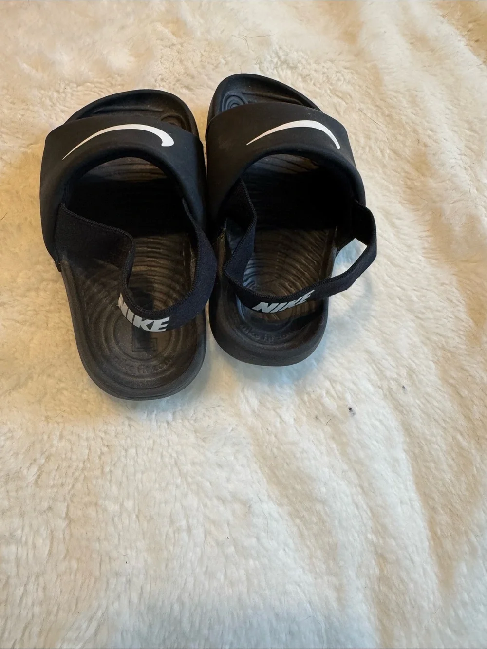 Nike Black Kids' Slide Sandals with White Swoosh